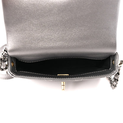 Chanel Metallic Lambskin Quilted Mini Side Note Flap Grey 5 of 11
