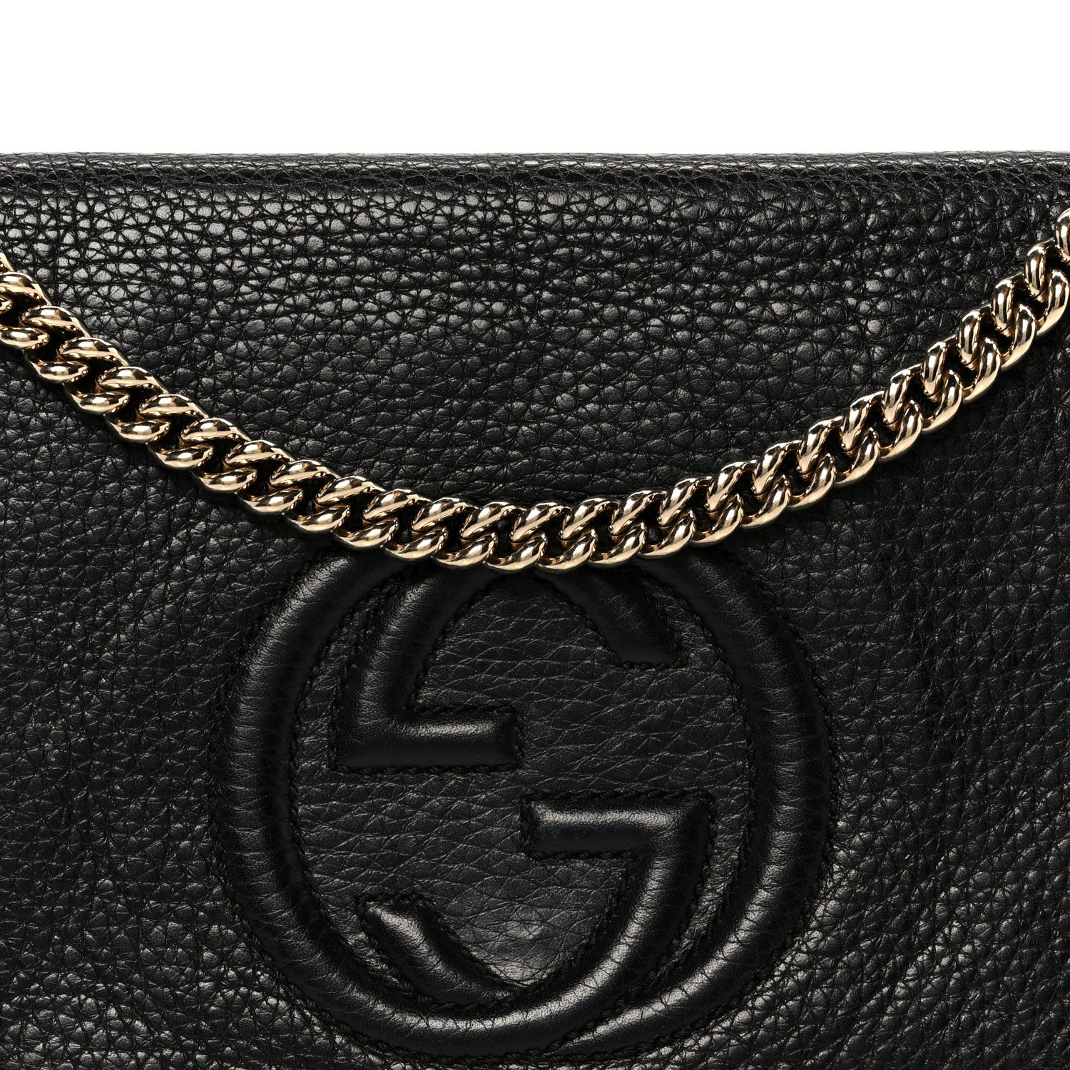 Gucci Pebbled Calfskin Medium Soho Flap Crossbody Black 1835495