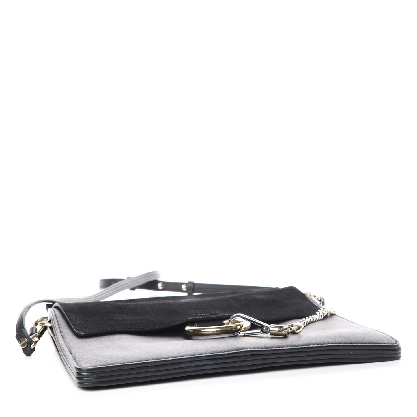 Suede Calfskin Medium Faye Shoulder Bag Black