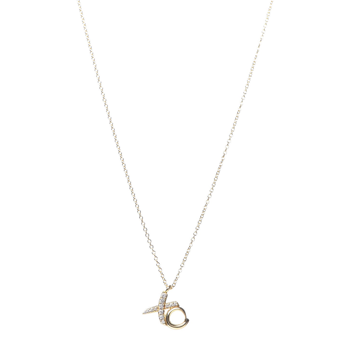 18K Yellow Gold Diamond Paloma Picasso Love & Kisses Pendant Necklace