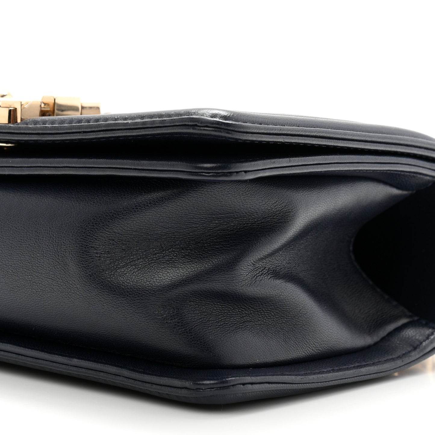 Lambskin Chain Quilted Small Boy Flap Navy
