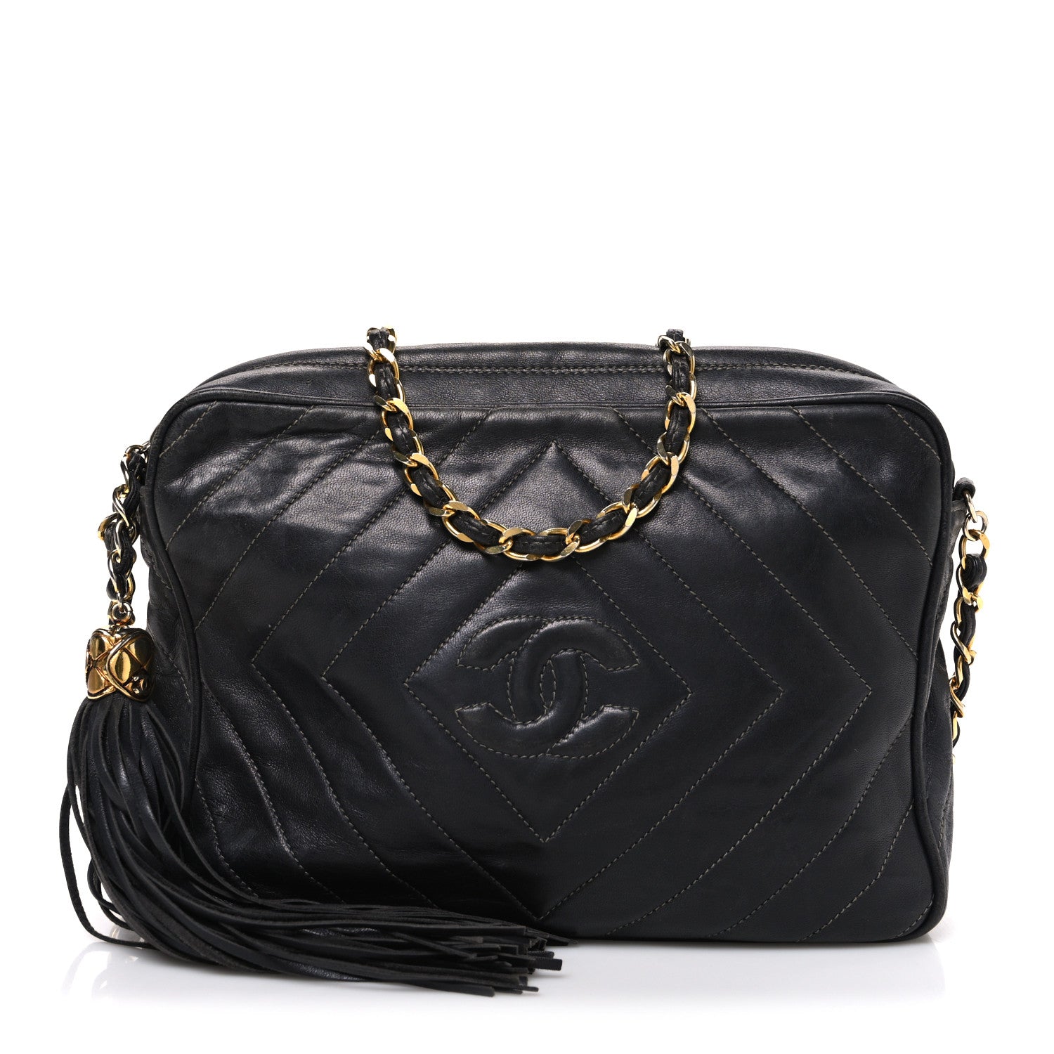 Chanel Lambskin Quilted CC Tassel Camera Case Black 1 of 10