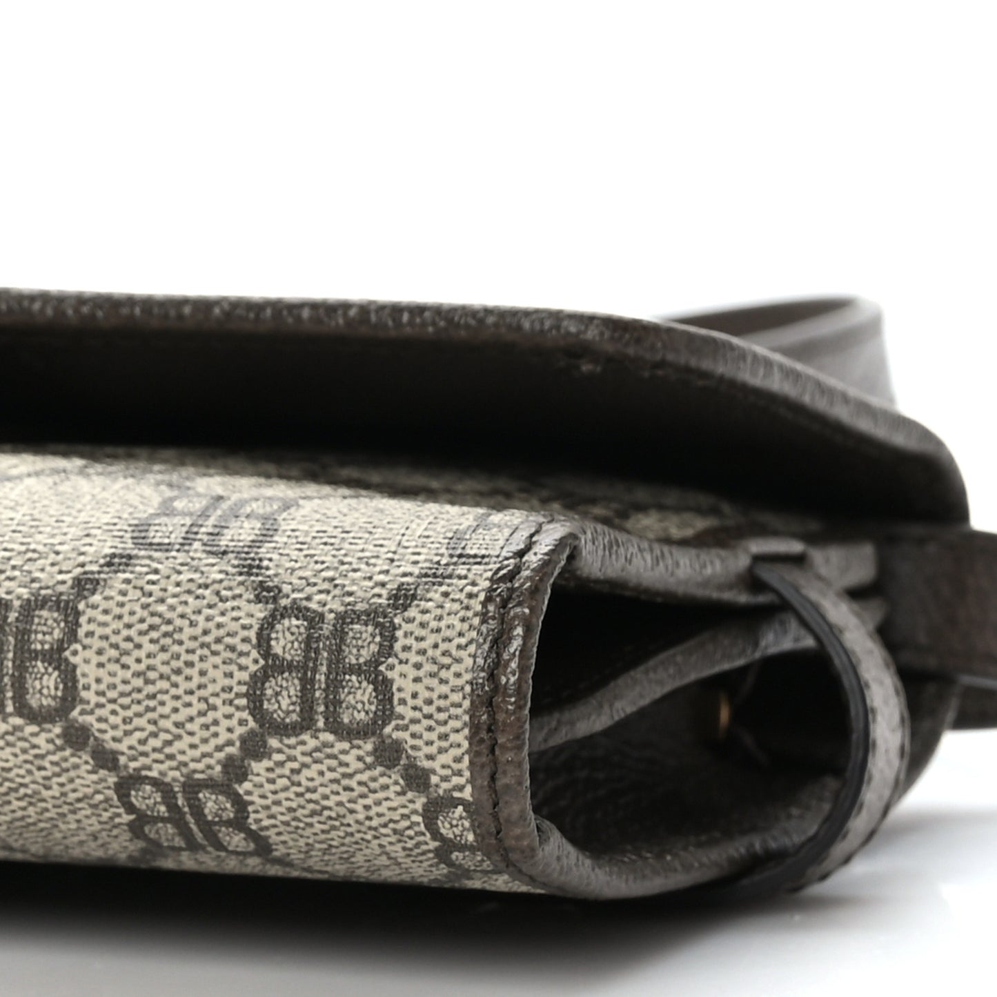 X BALENCIAGA BB Supreme Monogram Web Ophidia Crossbody Wallet Beige New Acero