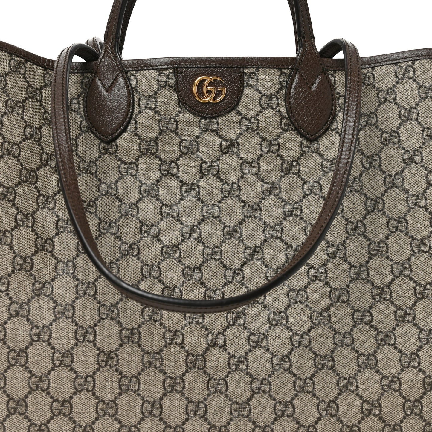 GG Supreme Monogram Textured Calfskin Medium Ophidia Shoulder Tote Bag Beige Ebony New Acero