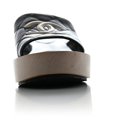 Chanel Lambskin CC Flat Slide Sandals 37 Black 9 of 10