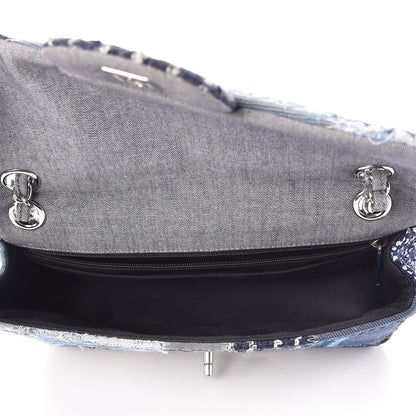 Chanel Denim Tweed Patchwork Medium Single Flap Blue 9 of 14