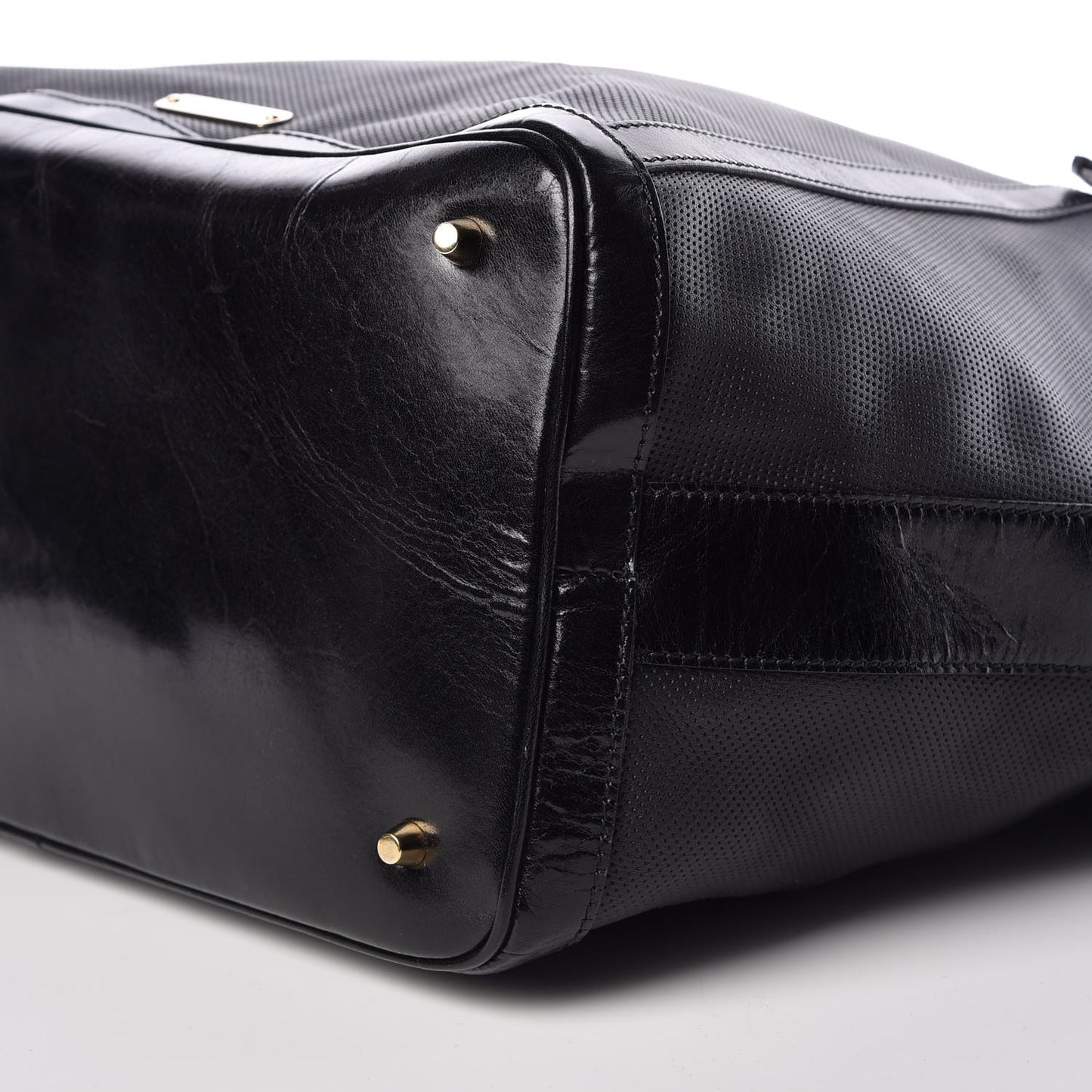 Calfskin Perforated Ellers Satchel Black