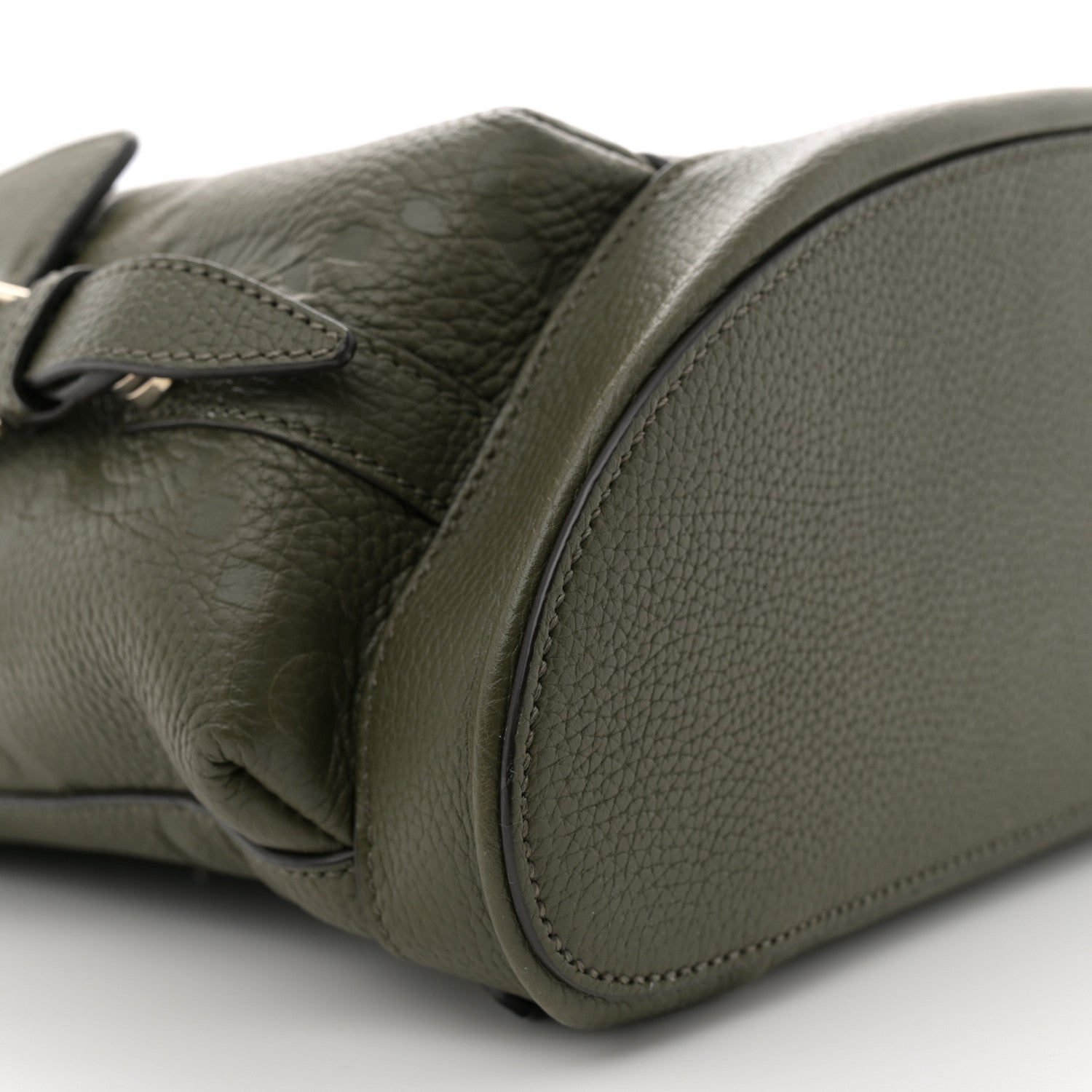 Gucci Piuma Calfskin Jumbo GG Embossed Double Buckle Backpack Dark Vintage Olive 9 of 10
