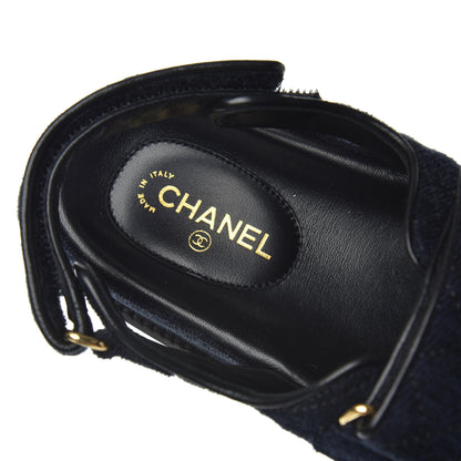 Chanel Denim Quilted Dad Sandals 38.5 Blue 6 of 8