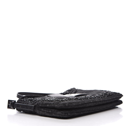 Fendi Zucchino Lizard Beaded Baguette Black 4 of 14