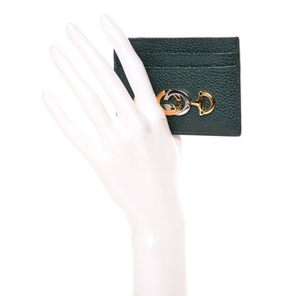 Gucci Grainy Calfskin Zumi Card Holder Vintage Green 2 of 7