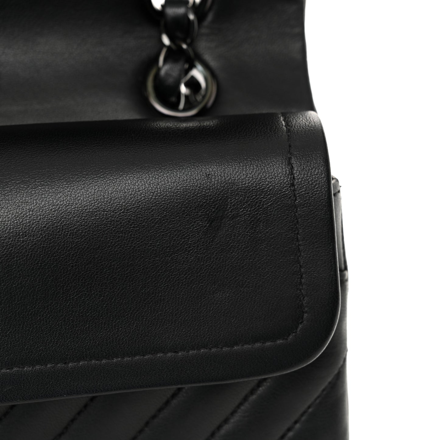 Lambskin Chevron Quilted Medium Double Flap So Black