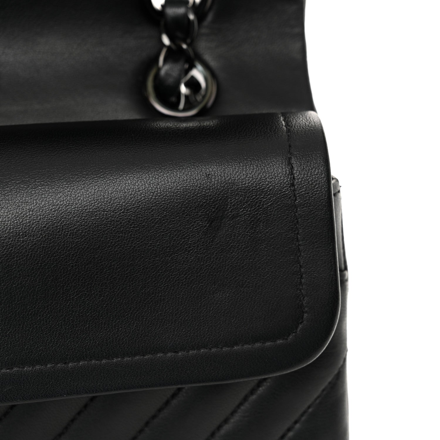 Chanel Lambskin Chevron Quilted Medium Double Flap So Black 11 of 13