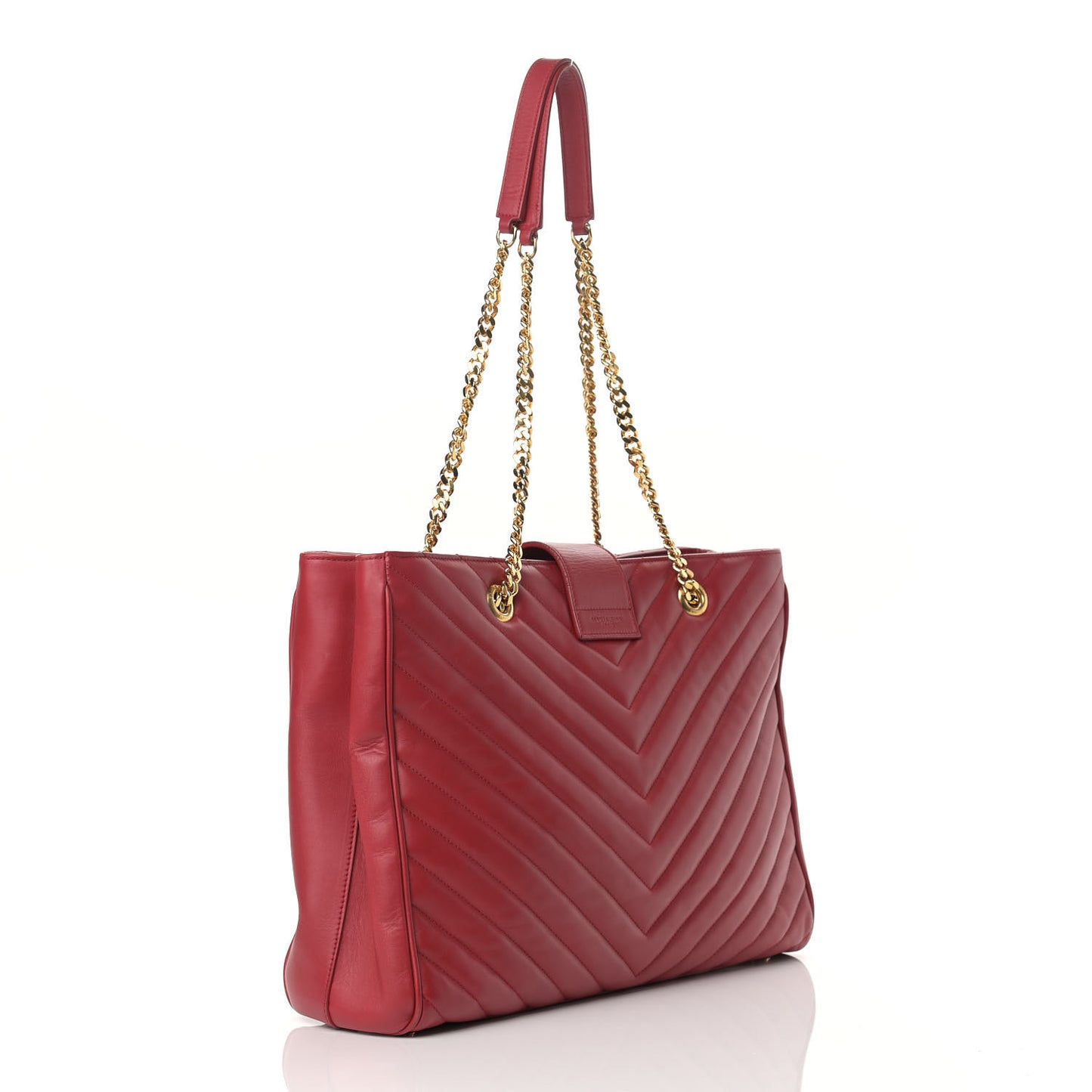 Smooth Calfskin Matelasse Chevron Monogram Shopping Bag Red