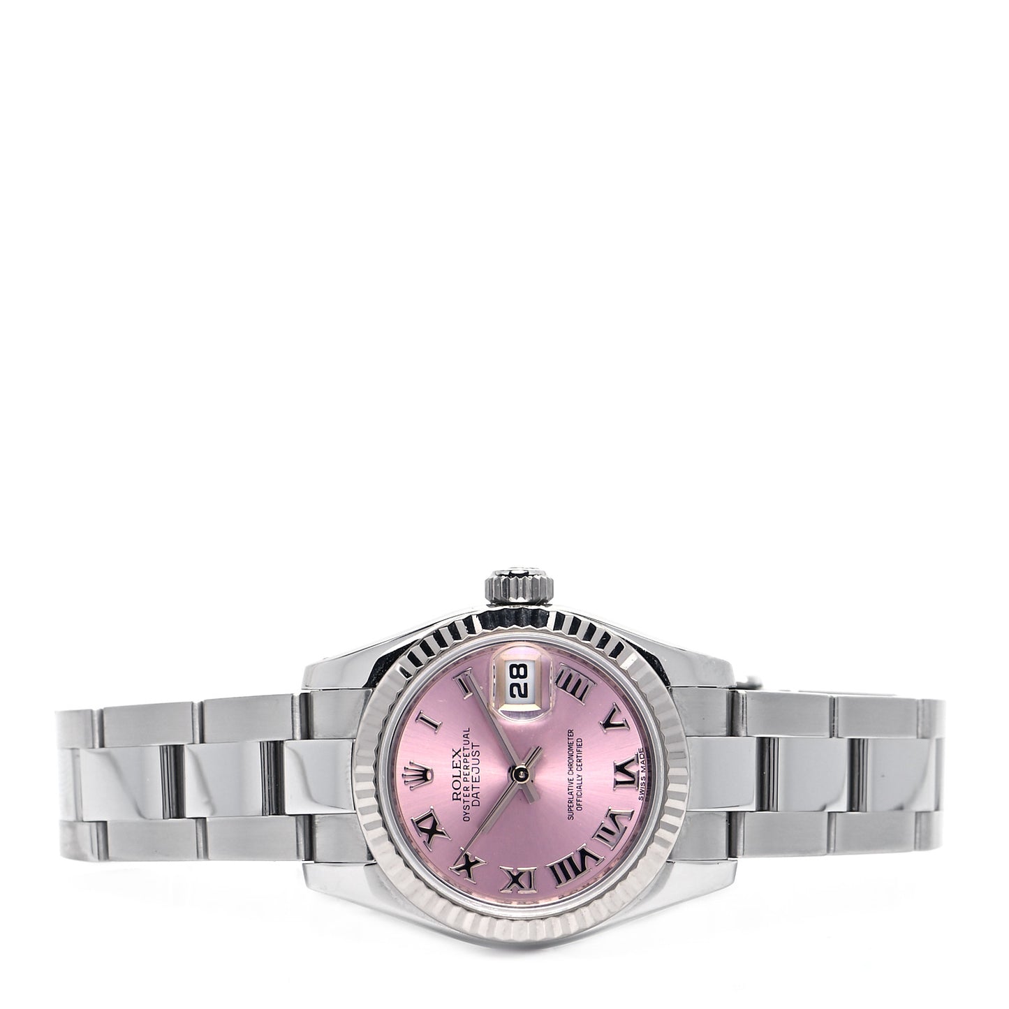 Stainless Steel 18K White Gold 26mm Oyster Perpetual Datejust Watch Pink Roman 179174