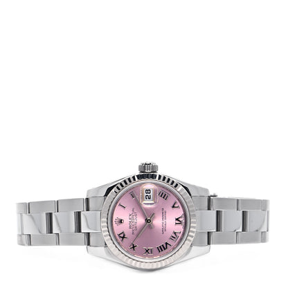 Rolex Stainless Steel 18K White Gold 26mm Oyster Perpetual Datejust Watch Pink Roman 179174 2 of 6