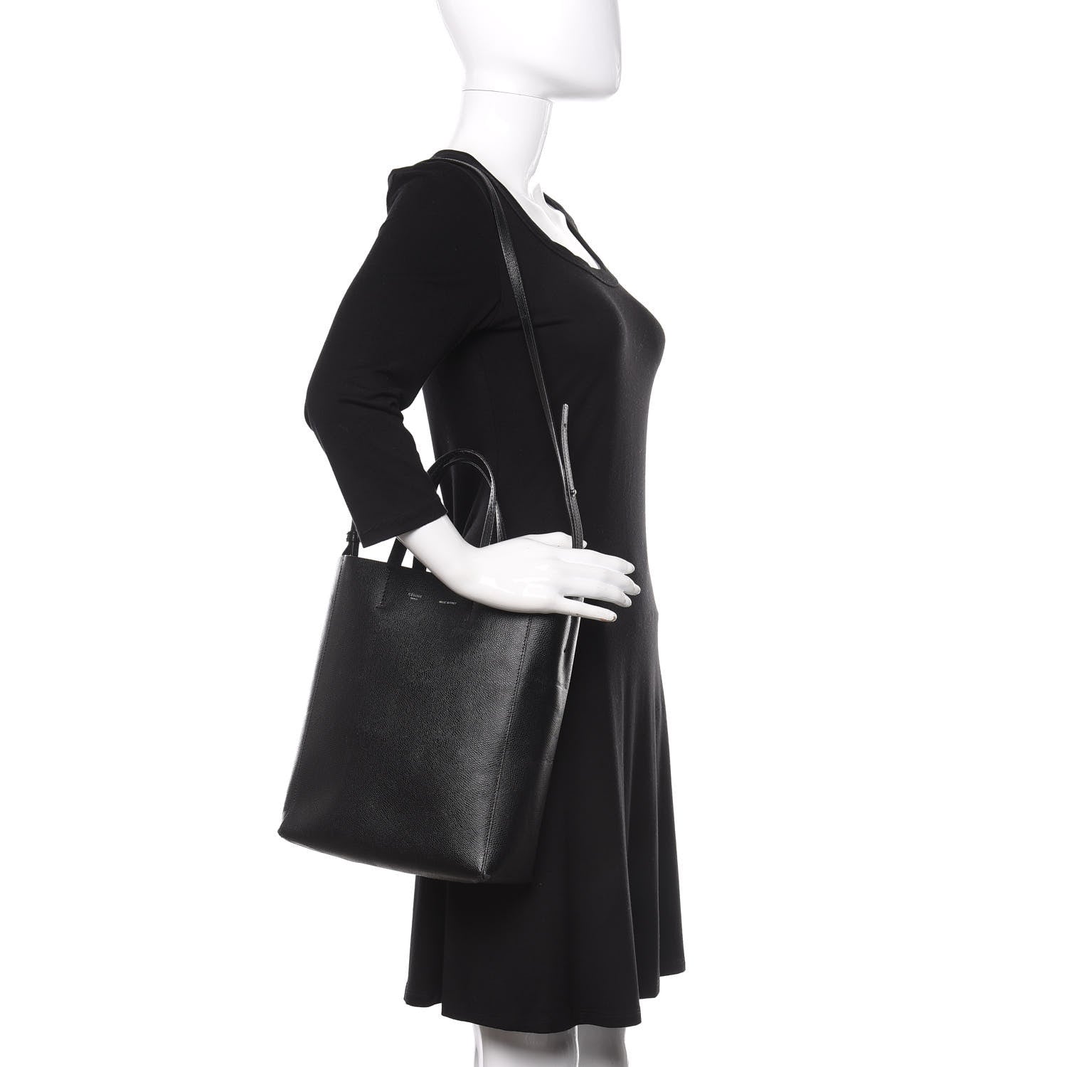 Celine Grained Calfskin Small Vertical Cabas Black 2 of 8