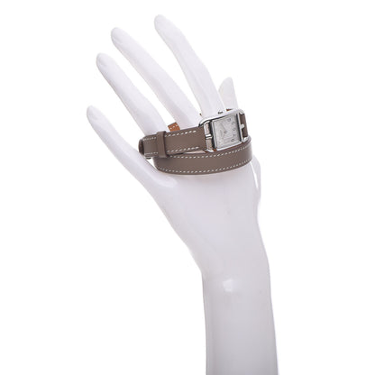 Hermes Stainless Steel Swift 23mm Cape Cod Double Tour Quartz Watch Etoupe 2 of 11