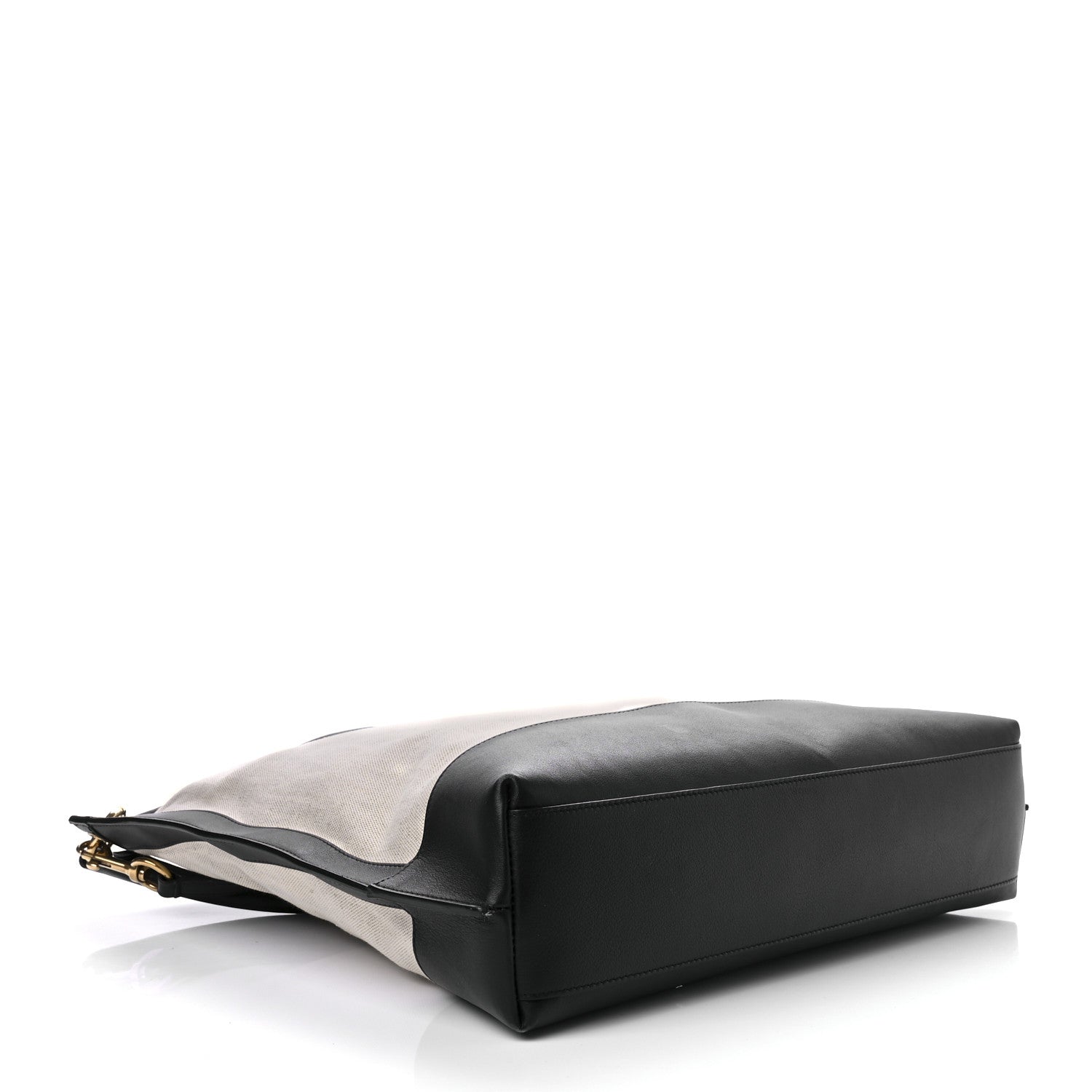 Saint Laurent Canvas Calfskin Tag Hobo White Black 4 of 10