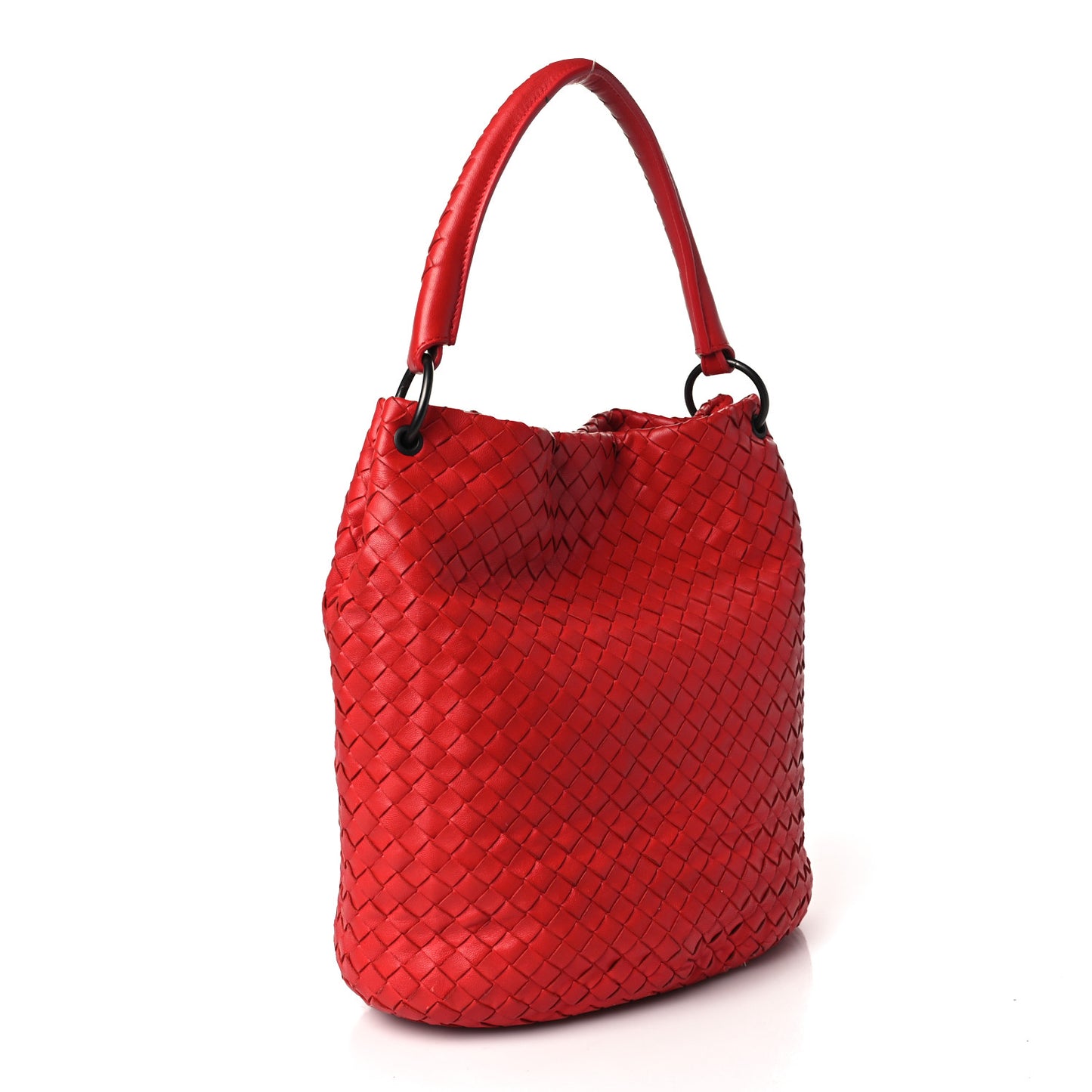 Nappa Intrecciato Bucket Bag Red