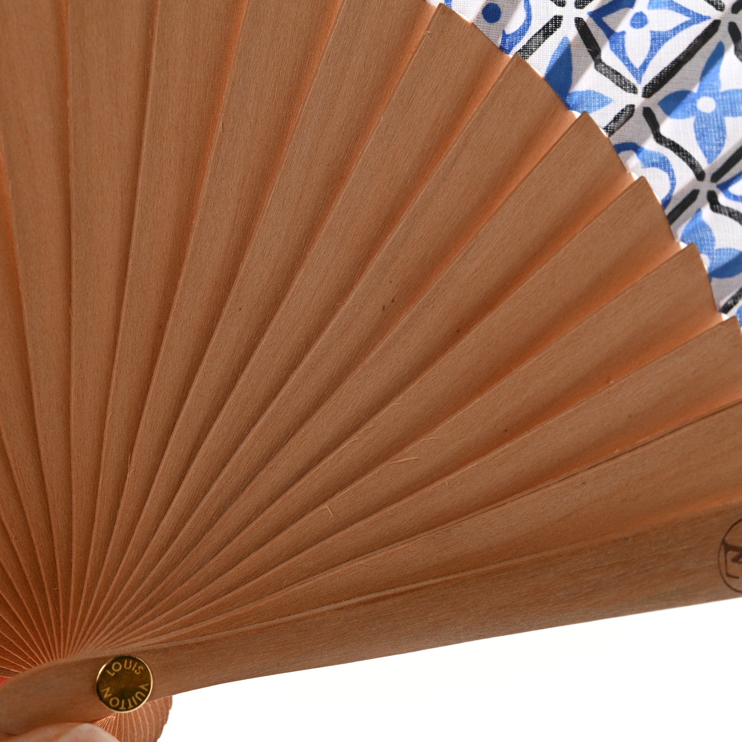 Louis Vuitton Sycamor Wood Cotton Monogram Tile Fan Blue 4 of 6