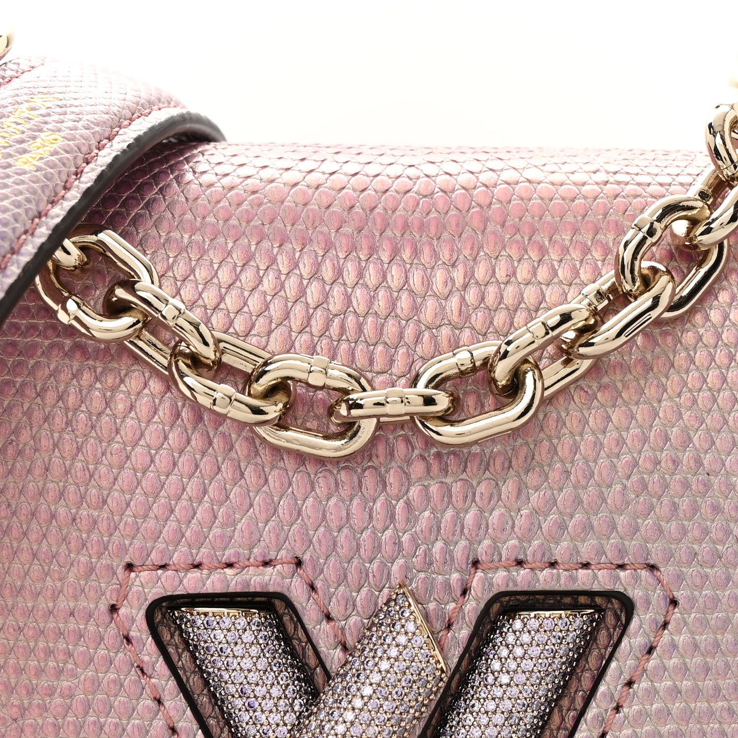 Louis Vuitton Iridescent Lizard Mini Swarovski Twist Shoulder Bag Pink 8 of 11