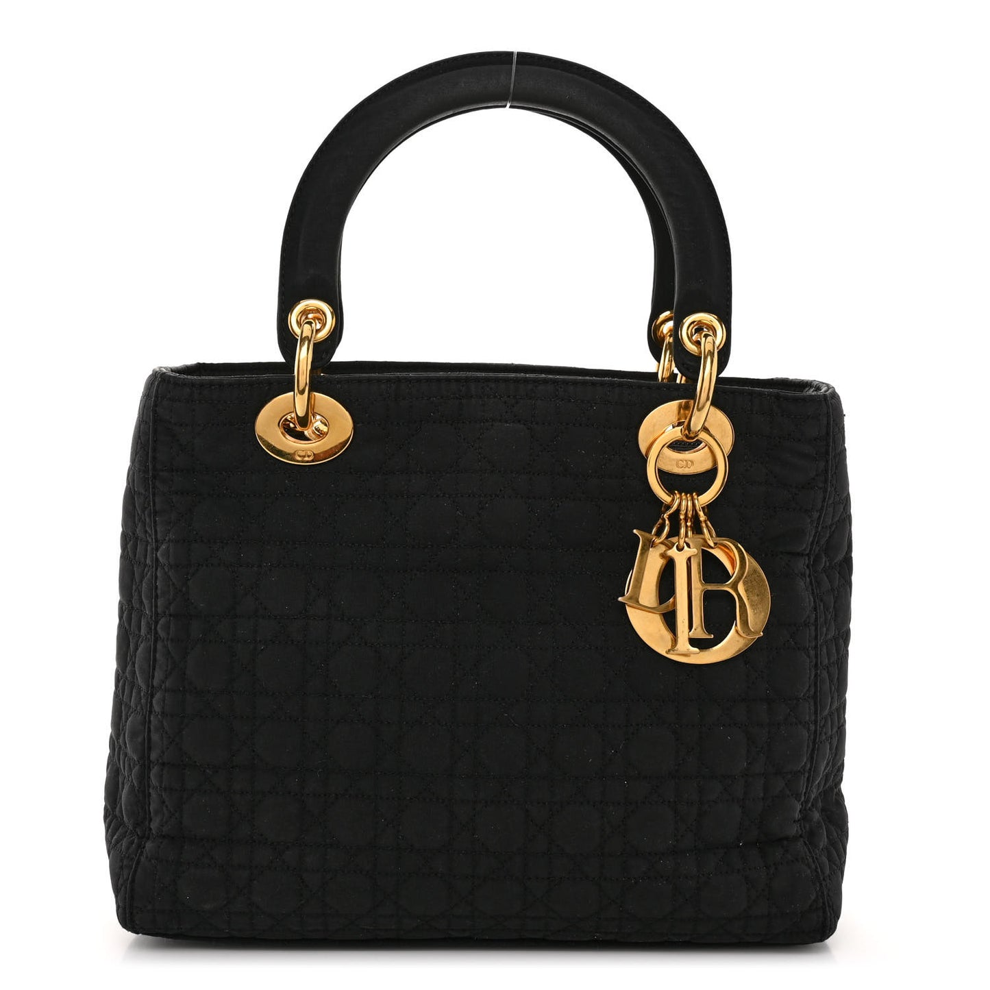 Nylon Cannage Medium Lady Dior Black