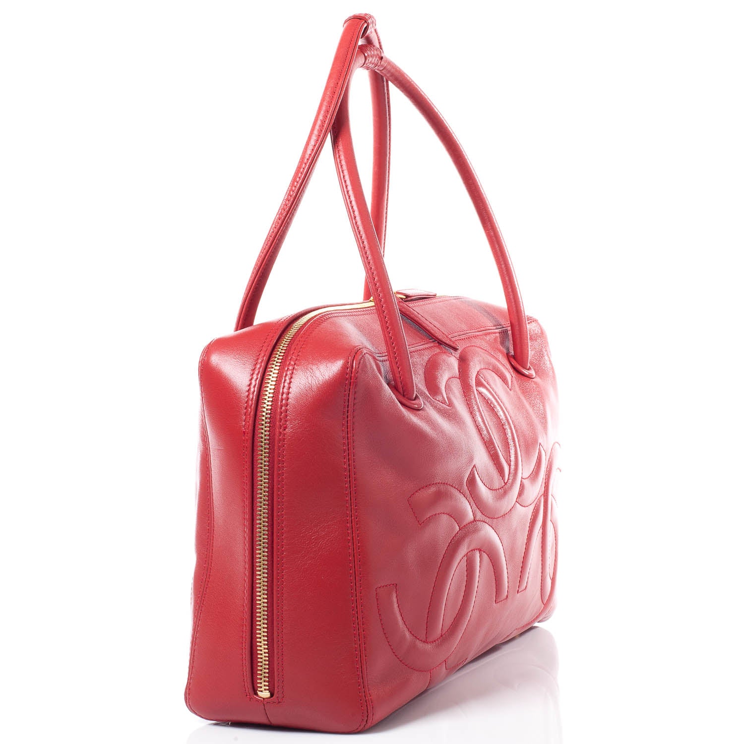 Chanel Leather CC Bowler Red 3 of 8