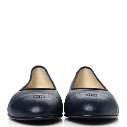 Chanel Lambskin Cap Toe Ballerina Flats 37 Black 2 of 7