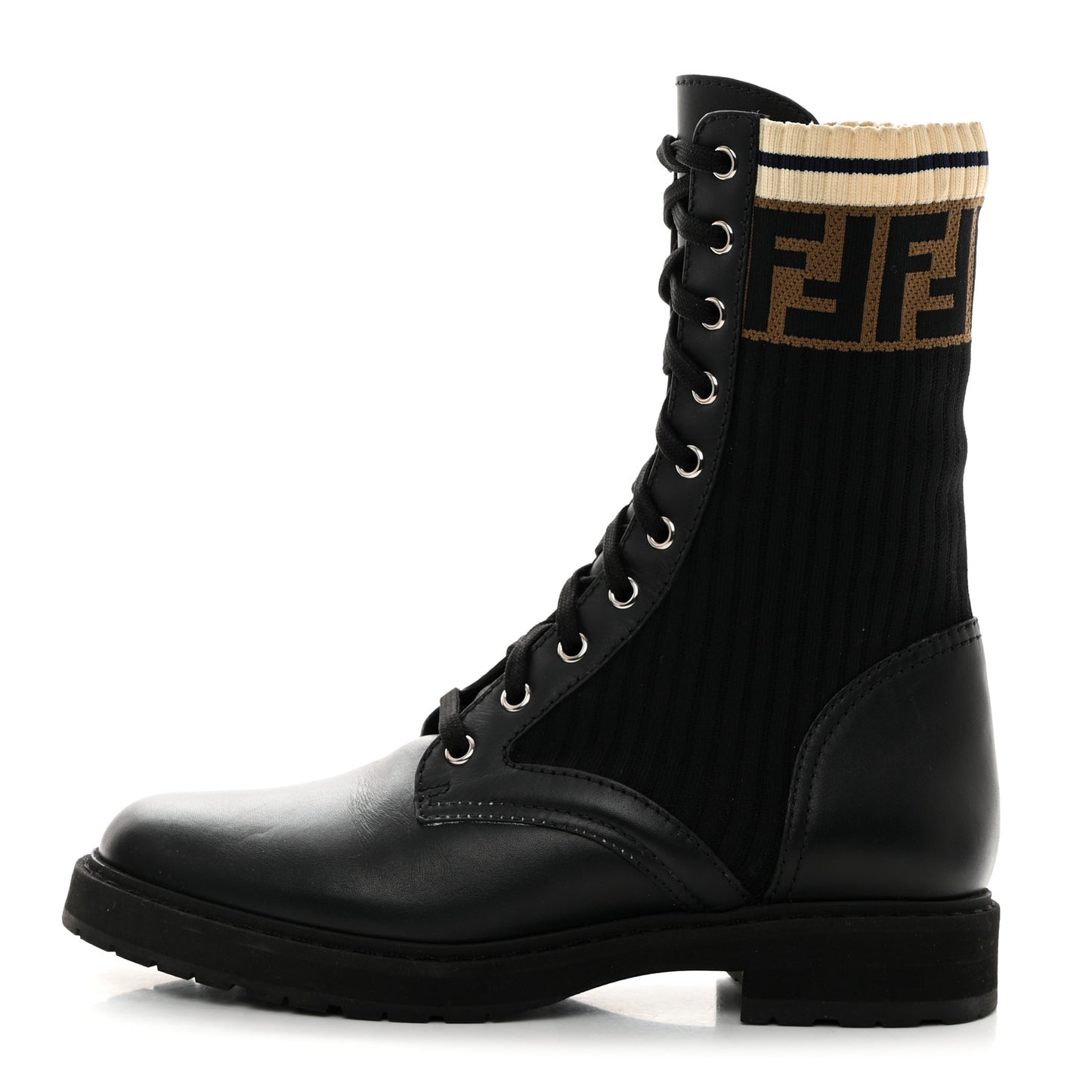 Calfskin Stretch Fabric Rockoko Biker Boots 38 Tobacco Black Marino