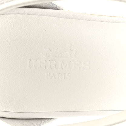Hermes Goatskin Elda Espadrille Wedge Sandals 36 White 7 of 9