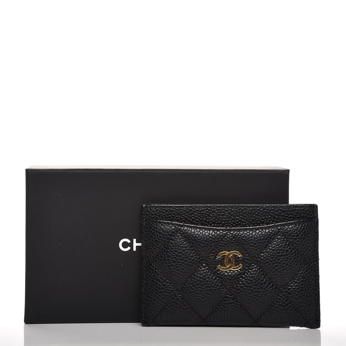 Caviar Quilted Card Holder Black