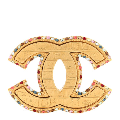 Chanel Metal Crystal Scarab CC Brooch Gold Multicolor 1 of 5