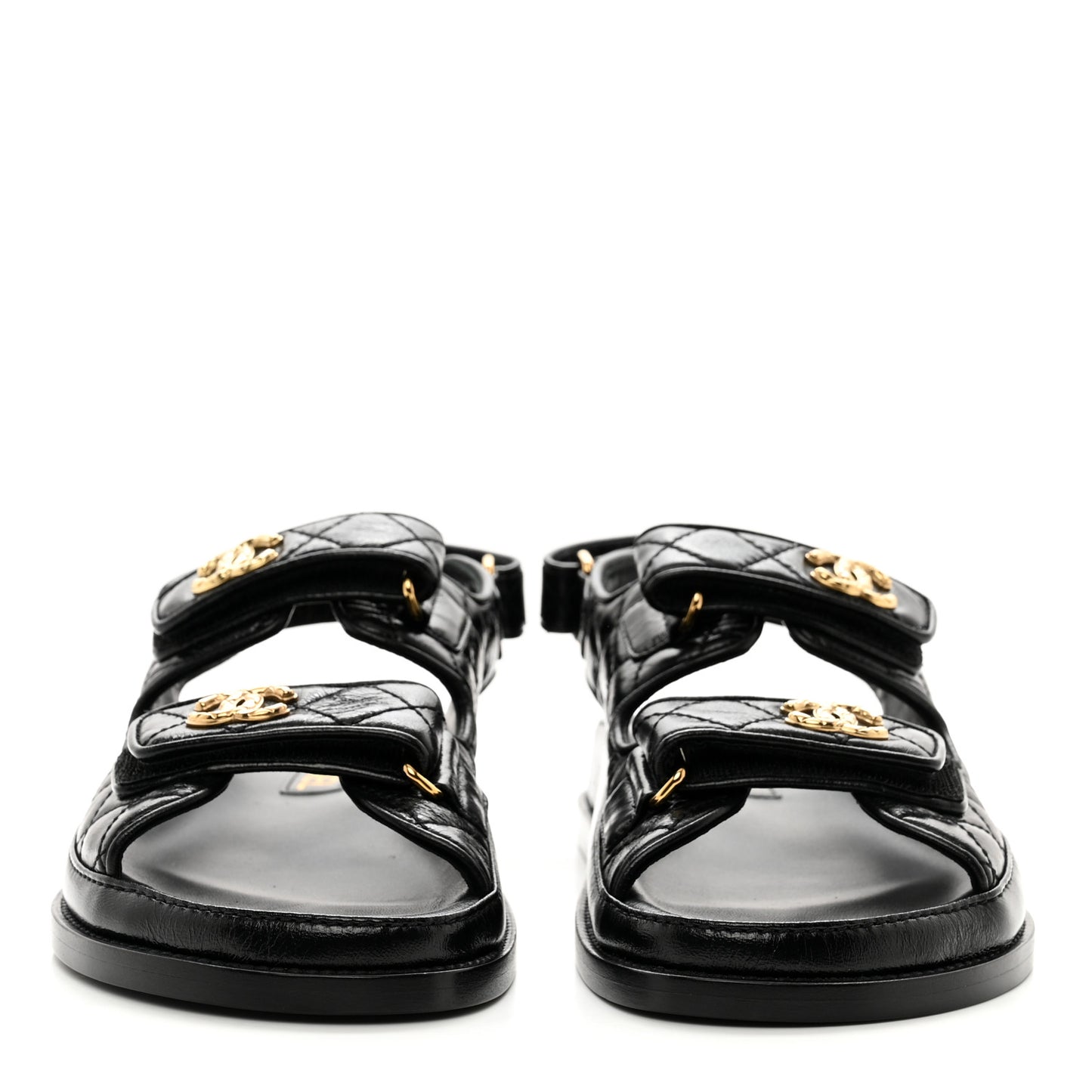 Lambskin Velcro Dad Sandals 38.5 Black