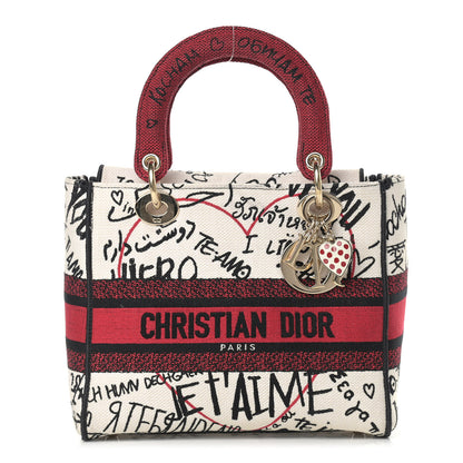 Christian Dior Canvas Medium DiorAmour Graffiti Lady D-Lite Latte 1 of 12