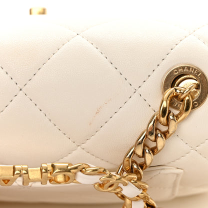 Chanel Lambskin Quilted Logo Mini Flap With Handle White 11 of 13