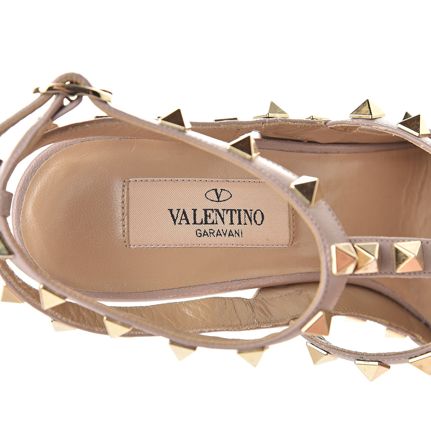 Patent Nappa Rockstud Ankle Strap 100mm Pumps 35.5 Ninphea Poudre