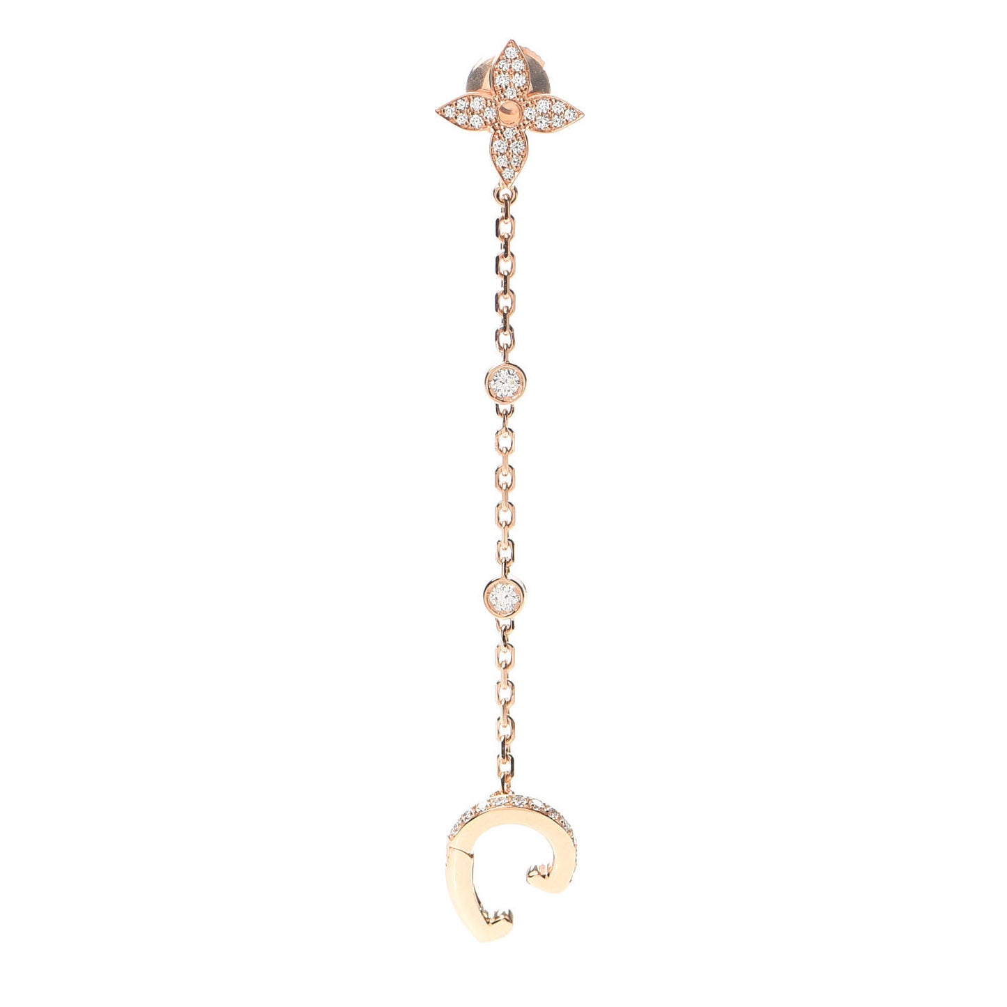 18K Pink Gold Diamond Idylle Blossom Mono Chain Earring