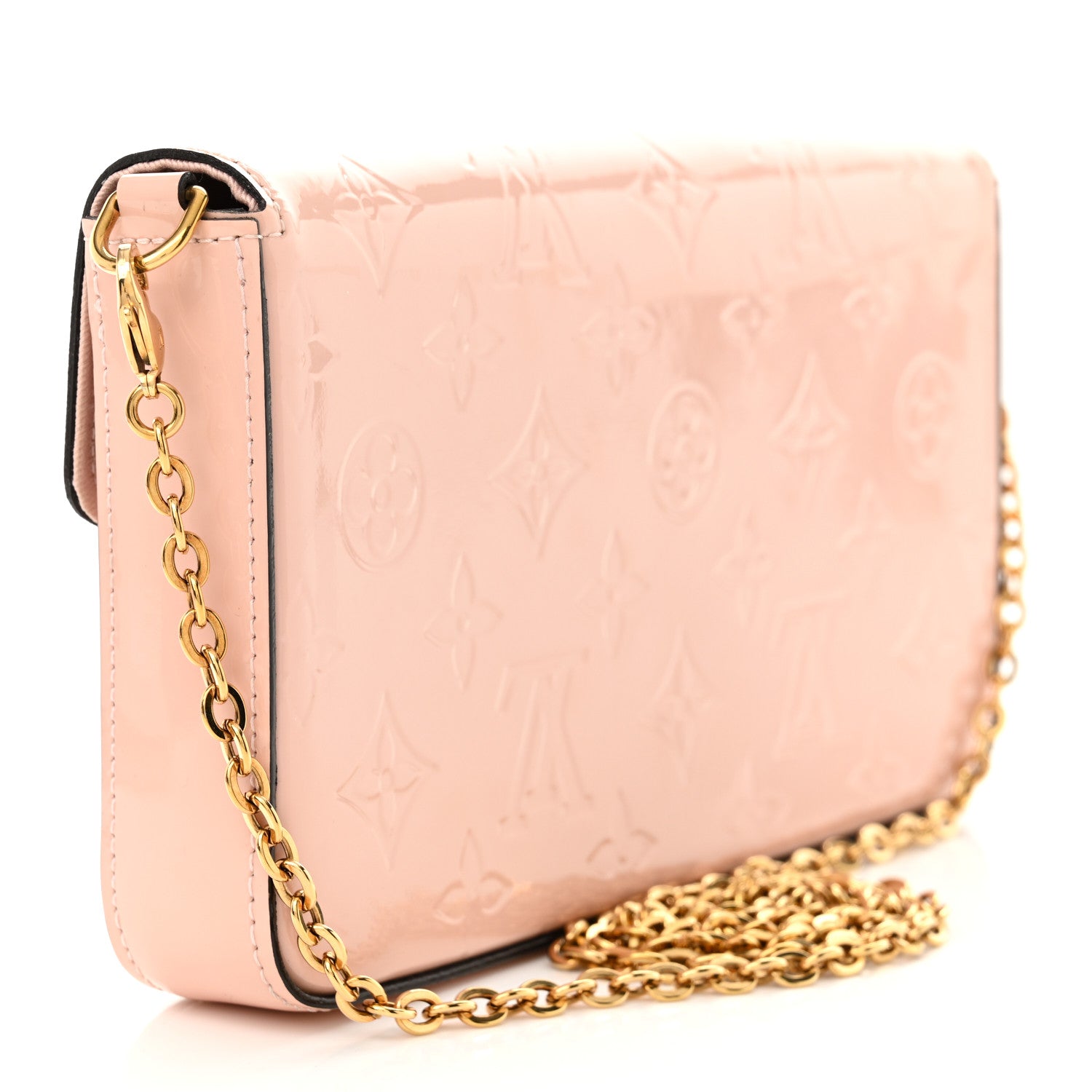 Louis Vuitton Vernis Pochette Felicie Chain Wallet Rose Ballerine 4 of 11