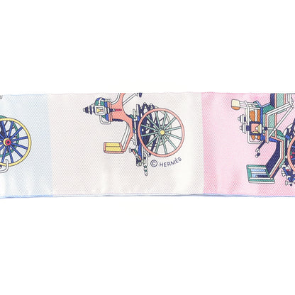 Hermes Silk Les Voitures Exquises Twilly Bleu Rose Vert 3 of 4