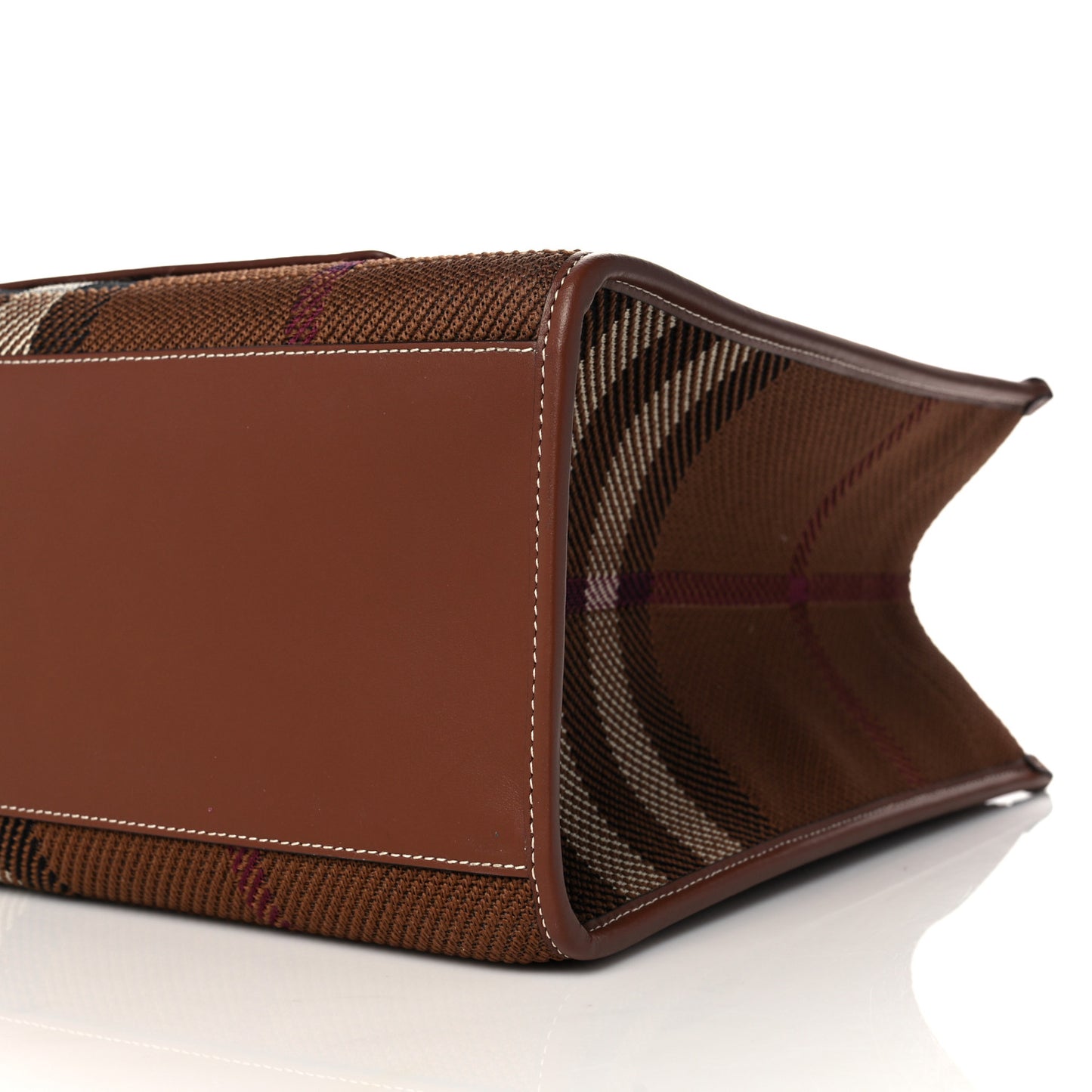 Medium Check Jacquard Pocket Tote Dark Birch Brown