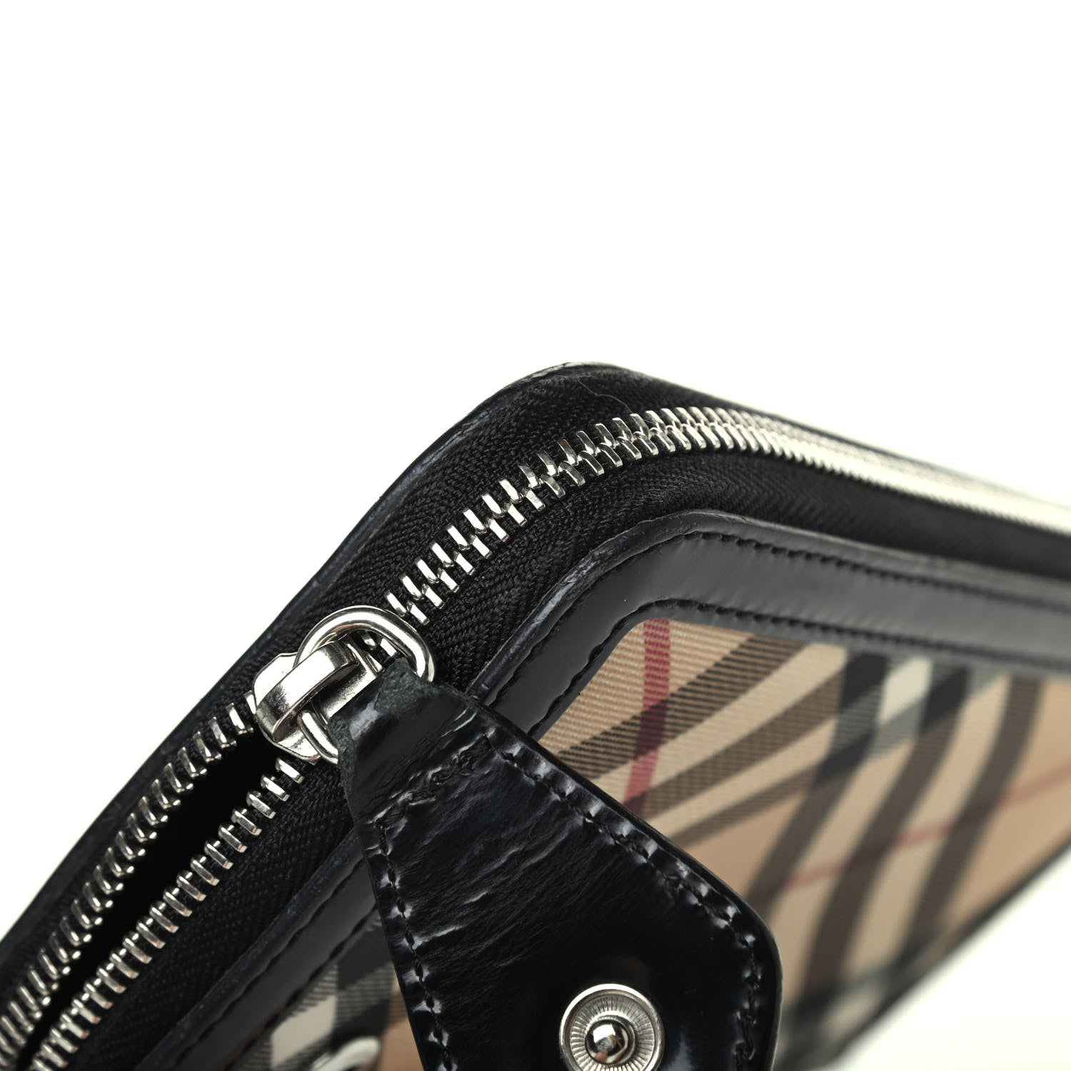 Burberry Supernova Check Large Zip Around Wallet Black 4 of 4