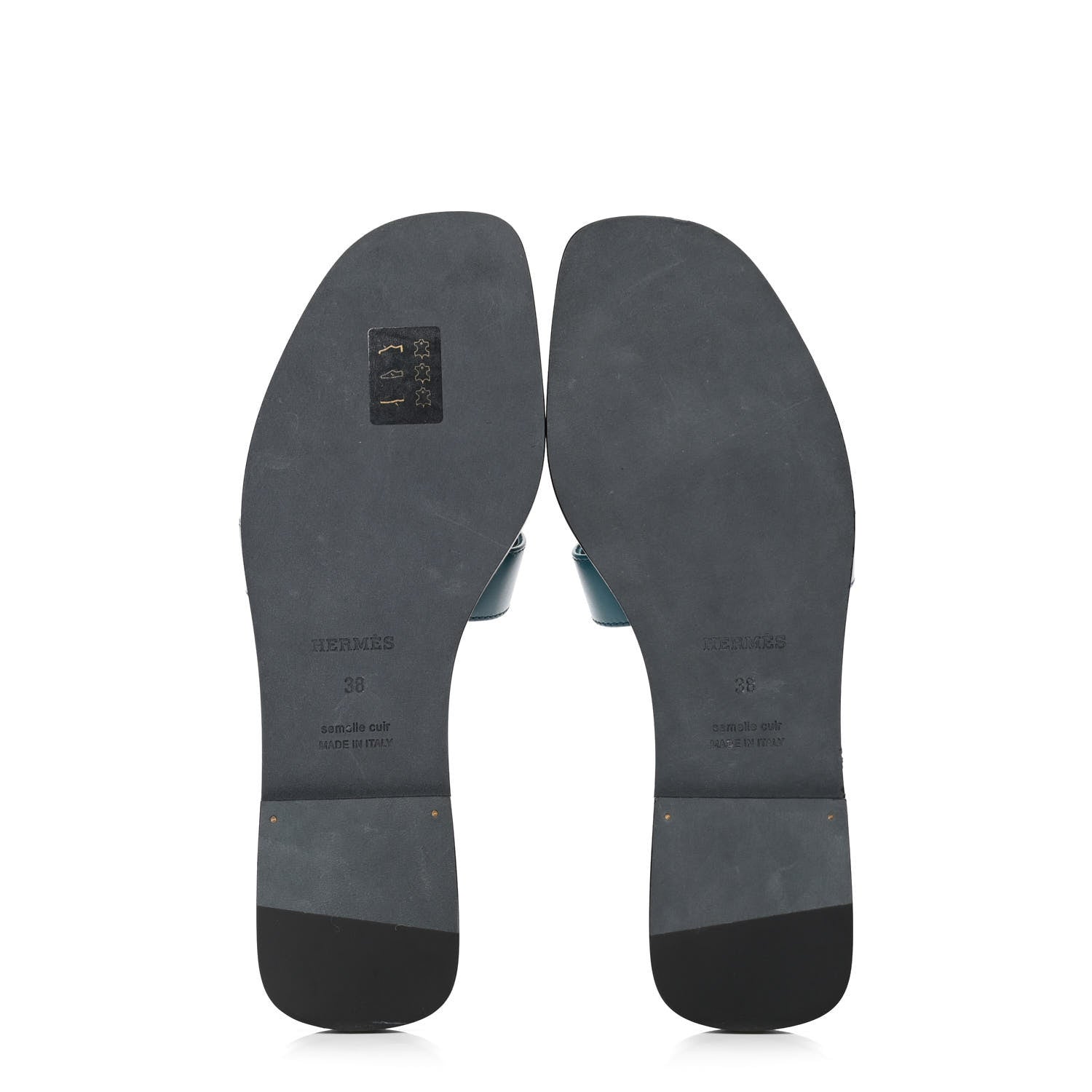 Hermes Box Calfskin Oran Sandals 38 Blue Velvet 4 of 4