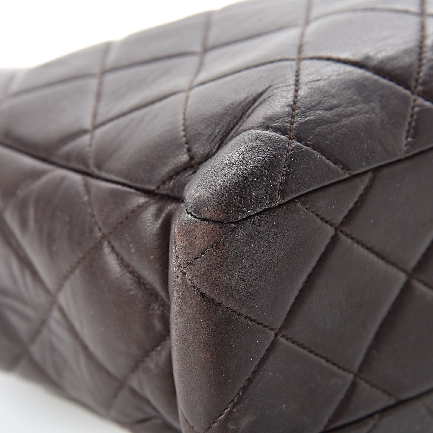 Lambskin Quilted Tote Brown