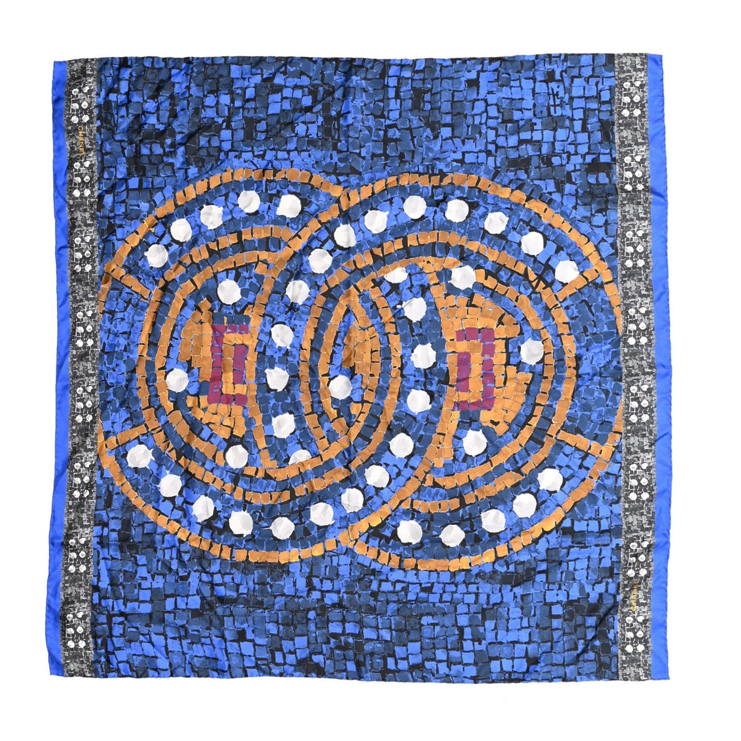Silk CC Square Scarf Blue Multicolor