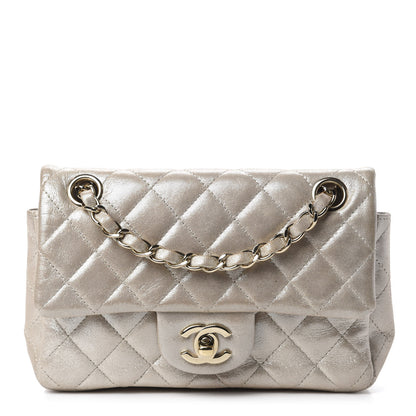 Chanel Iridescent Calfskin Quilted Mini Rectangular Flap Light Gold 1 of 11