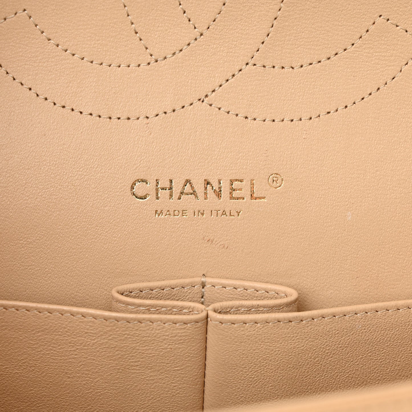 Caviar Quilted Jumbo Double Flap Beige