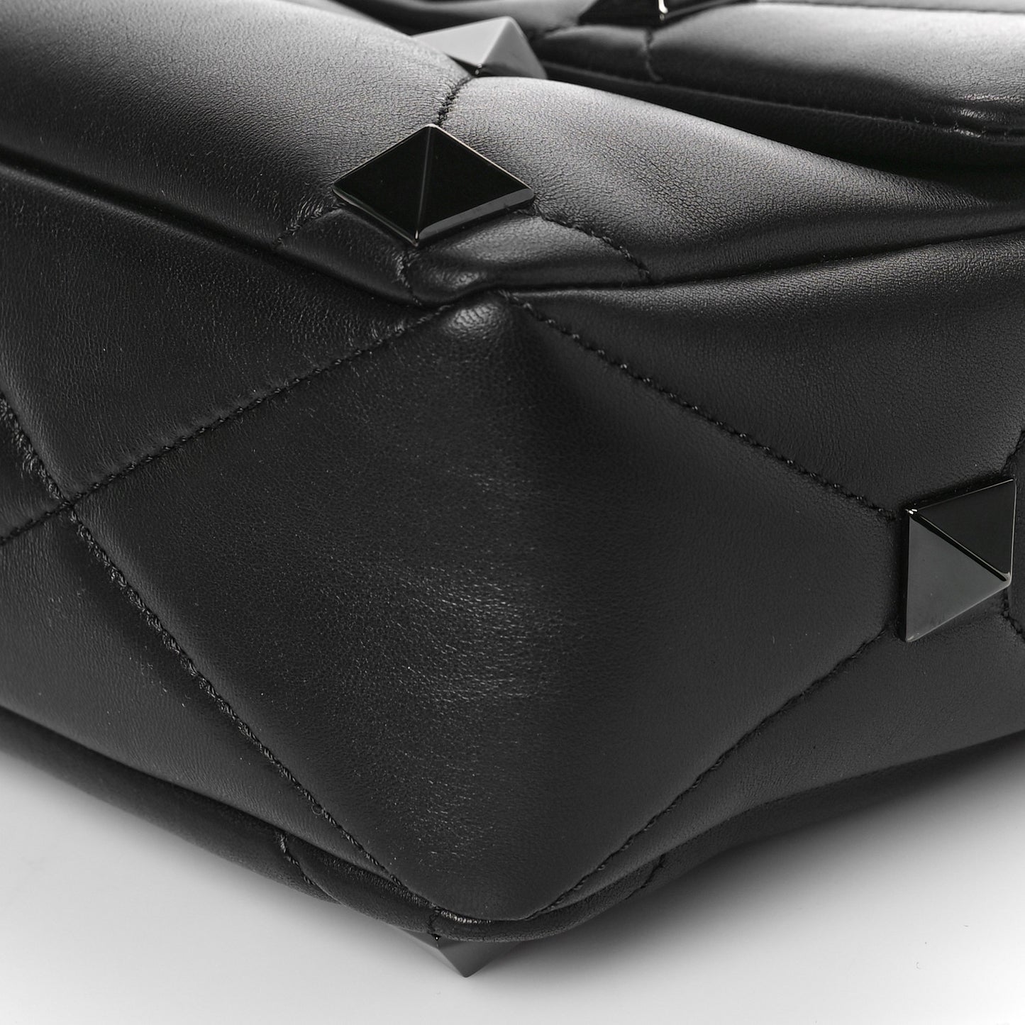 Nappa Monochrome Large Roman Stud Shoulder Bag Black