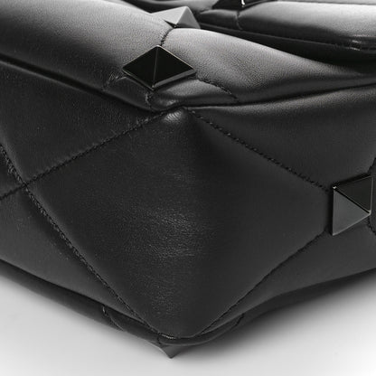 Valentino Garavani Nappa Monochrome Large Roman Stud Shoulder Bag Black 8 of 8
