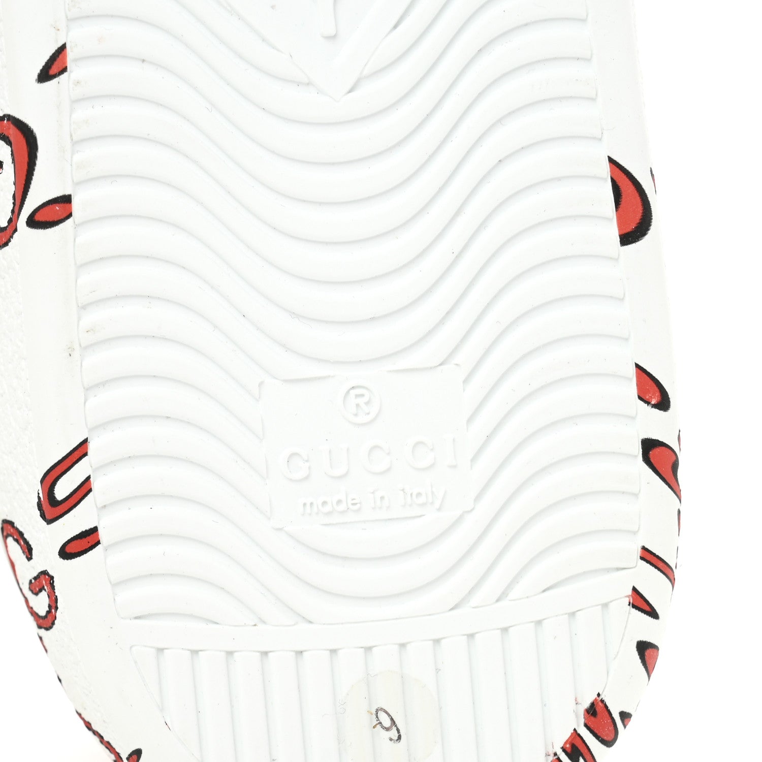 Gucci Calfskin GucciGhost Print Mens Ace Sneakers 9 White Hibiscus Red 7 of 9